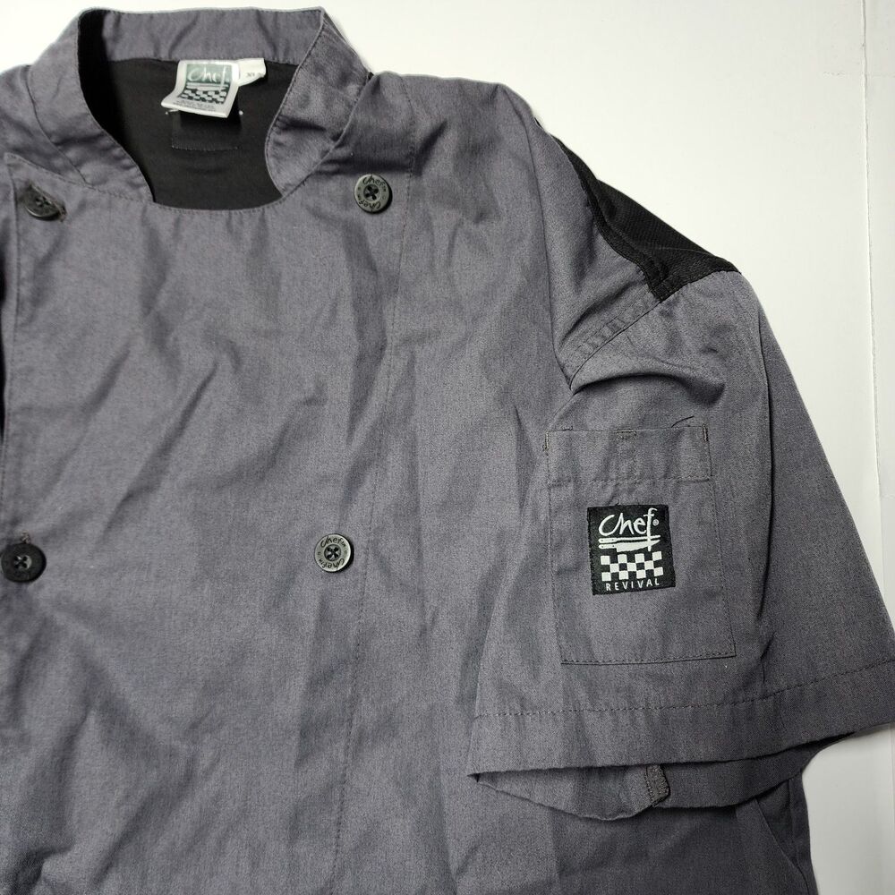 Chef Revival Performance Series Chef Coat XL Pewter Grey Short Sleeve NWOT Cook